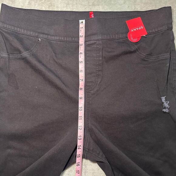Spanx Denim Legging Women Size 3X Vintage Black Distressed Pull On Stretch NEW - Picture 7 of 16